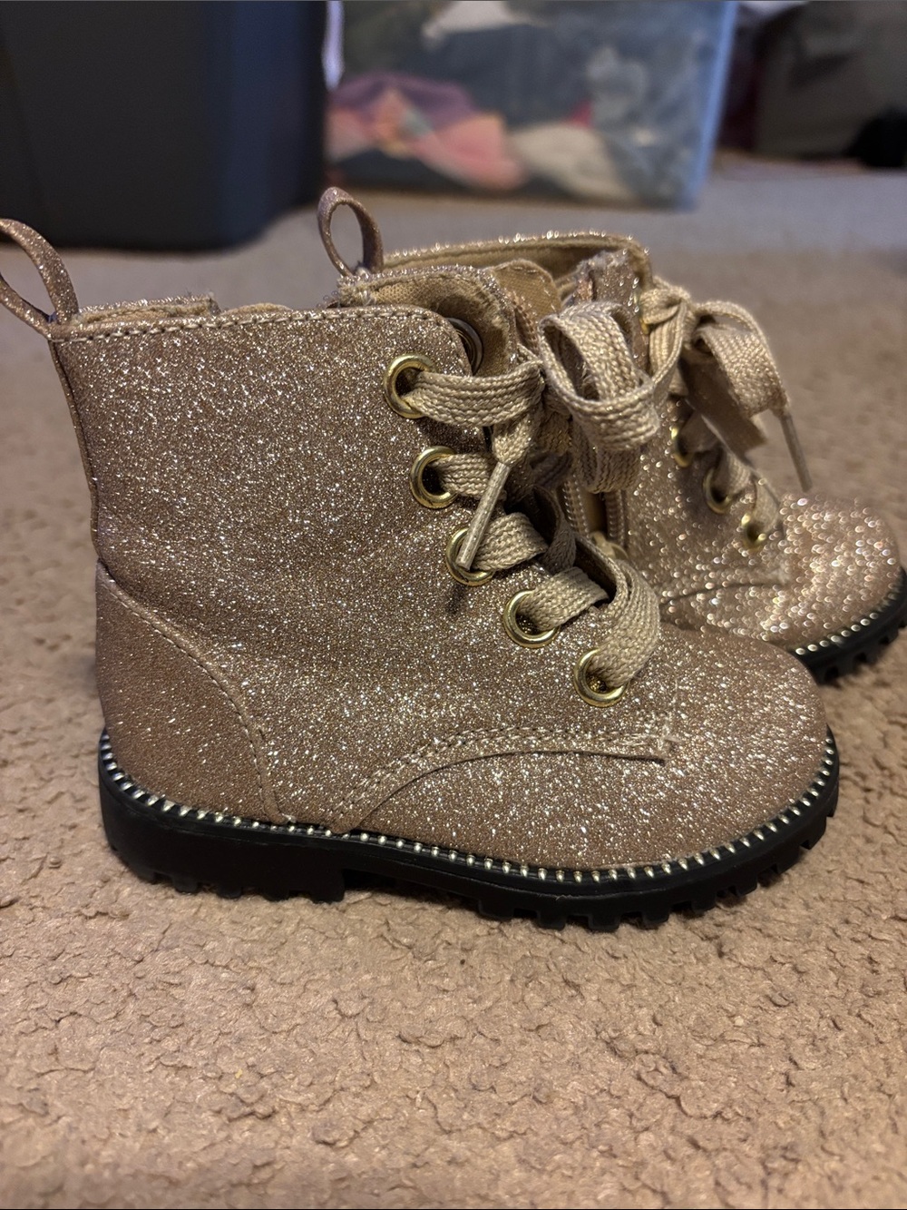 Cynthia Rowley Glitter Lace-Up Kids Boots in Rose